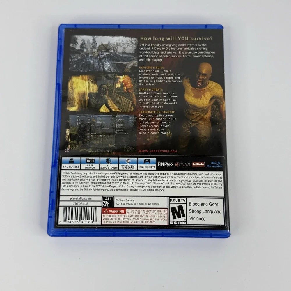 7 Days to Die (Sony PlayStation 4 PS4, 2016) Tested Working